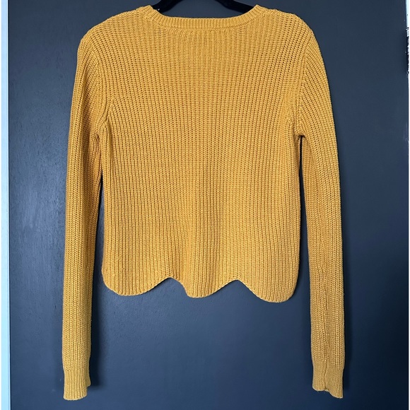 Dynamite Yellow Scalloped Crop Sweater - Size Small - Picture 4 of 6
